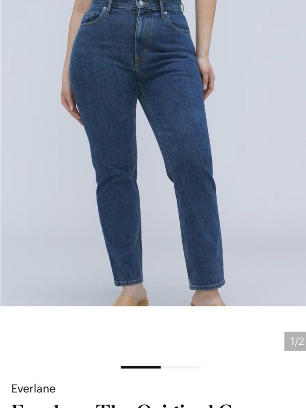 Everlane High-Rise Curvy Cheaky Jeans in Dark Blue Denim